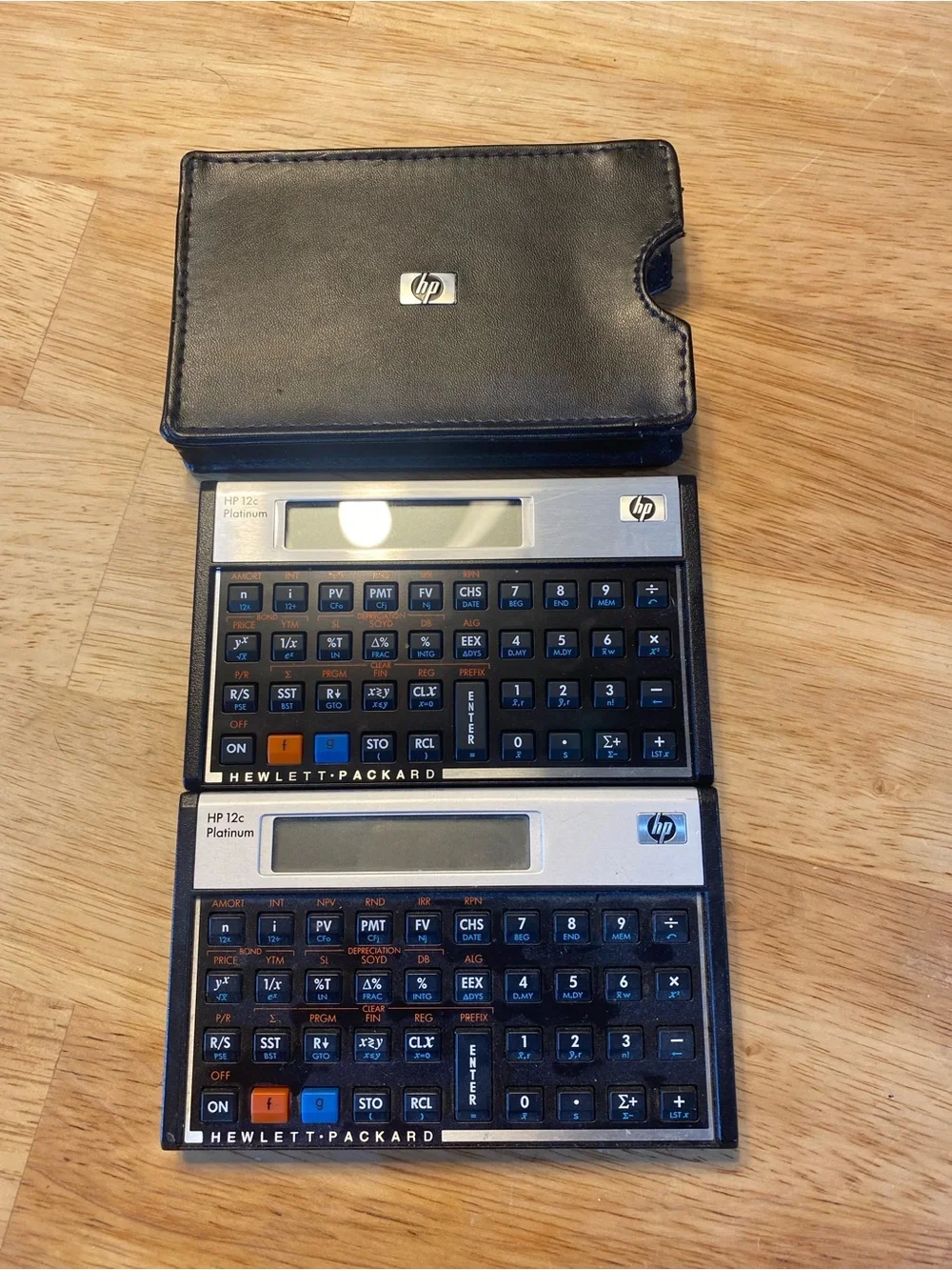 Two HP Black Hewlett-Packard HP-12C Platinum Financial Calculator — Black